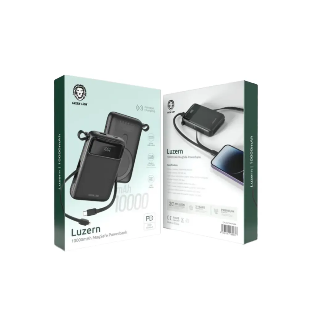پاوربانک 10000mAh مگ سیف گرین لاین مدل Luzern3 پاوربانک بیسیم مگسیف گرین لاین 10000 میلیآمپر