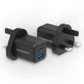 شارژر GAN 35W دو پورت USB و Type-C پاورولوجی Powerology PWCUQC016