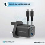 شارژر GAN 35W دو پورت USB و Type-C پاورولوجی Powerology PWCUQC016