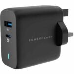 شارژر GAN 45W دو پورت USB و Type-C پاورولوجی Powerology PWCUQC023