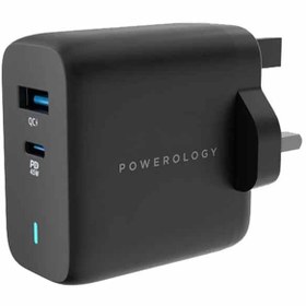 شارژر GAN 45W دو پورت USB و Type-C پاورولوجی Powerology PWCUQC023